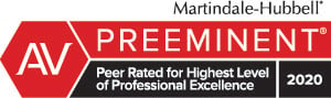 AV Preeminent rated by Martindale-Hubbell in 2020